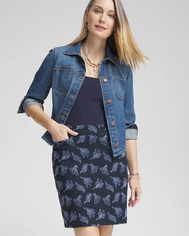 Brigitte Pull-On Embroidered Leaves Skort - image 2